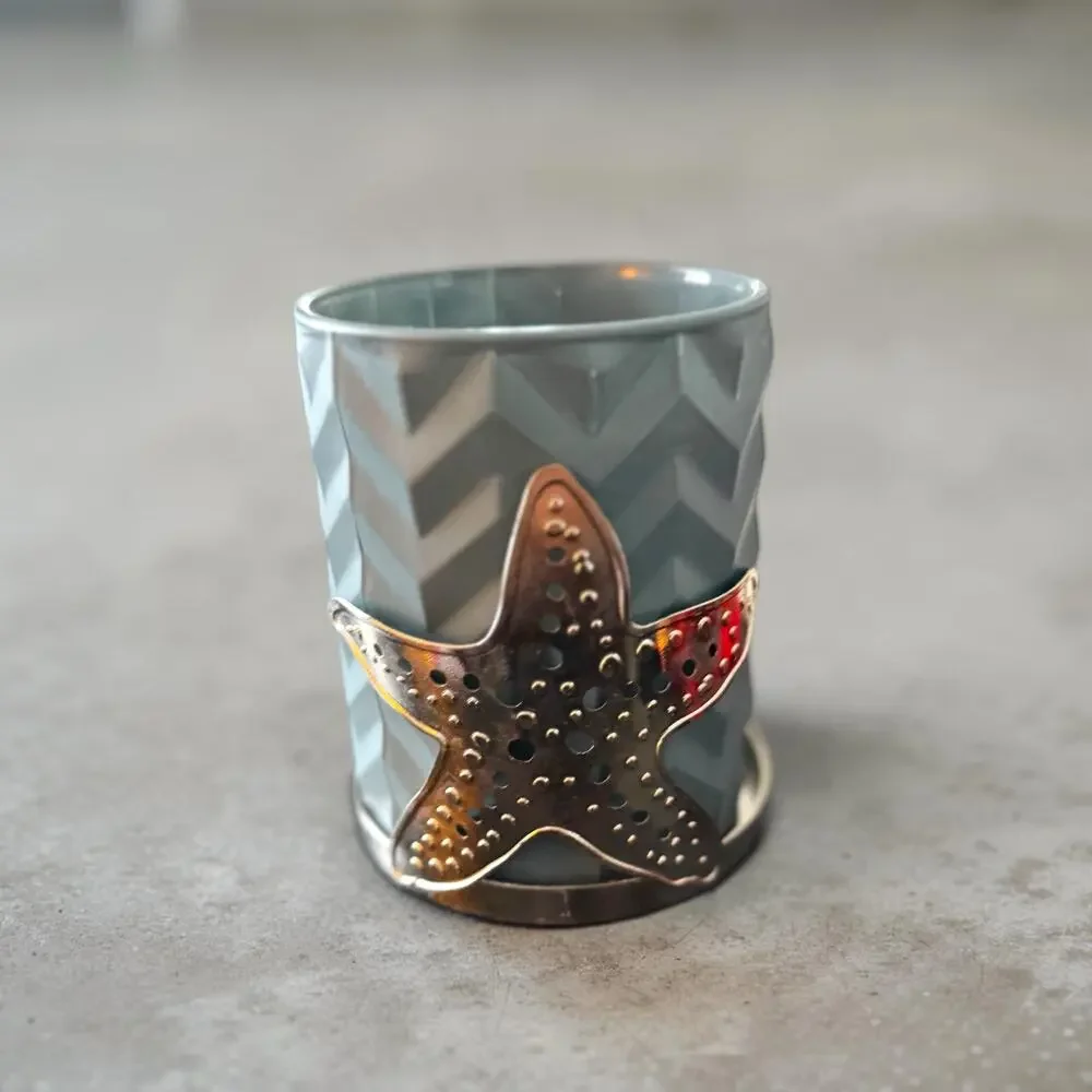 Sonoma Starfish Metal Candle Holder & Tuberose Jar Candle Set Coastal Decor